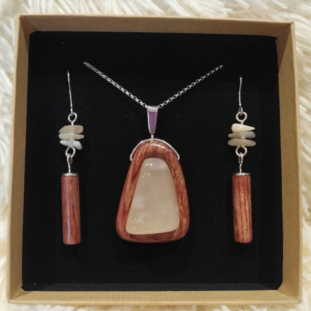 Moonstone and rosewood set